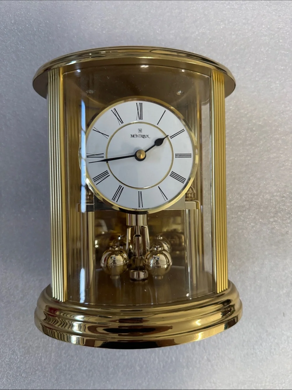 Montreux gold standing clock vintage